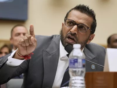 FBI Director Kash Patel speaks with Rep. Pramila Jayapal, D-Wash., as he appears before the House Judiciary Committee, on Capitol Hill in Washington, Wednesday, Sept. 17, 2025.  (AP Photo/Mark Schiefelbein)