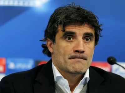 ﻿Football Soccer - Dinamo Zagreb's news conference - Maksimir Stadium, Zagreb, Croatia 8/12/15 Dinamo Zagreb's coach Zoran Mamic attends a news conference on the eve of their UEFA Champions League soccer match against Bayern Munich. REUTERS/Antonio Bronic