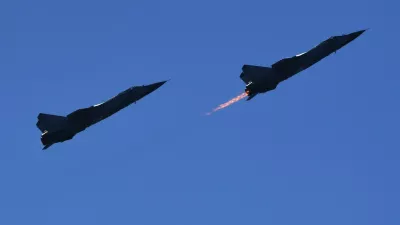8766707 15.09.2024 Mikoyan MiG-31 supersonic interceptor aircrafts fly during the Ocean 2024 strategic command-and-staff naval exercises involving warships of Russia's Pacific Fleet and the People's Liberation Army Navy of China in the Sea of ​​Japan.,Image: 908182019, License: Rights-managed, Restrictions: Editors' note: THIS IMAGE IS PROVIDED BY RUSSIAN STATE-OWNED AGENCY SPUTNIK., Model Release: no