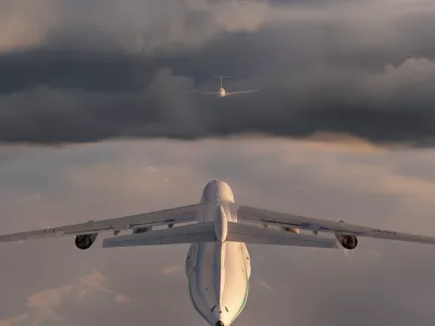 Ilustracija zadnjih minut leta. Il-76 se je vzpenjal, boeing 747 spuščal. / Foto: Gemini