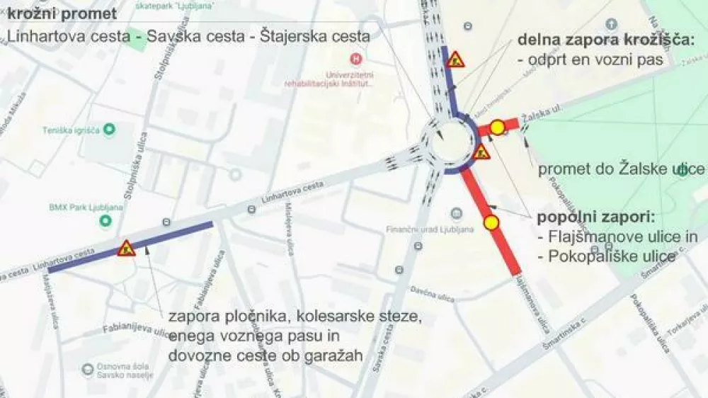 Spremembe veljajo do predvidoma petka, 26. septembra. Foto: Mestna občina Ljubljana