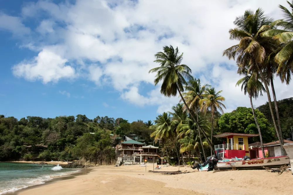 Trinidad und Tobago, Tobago Blick auf Castara Bay, Castara Beach,Image: 385229760, License: Rights-managed, Restrictions: (If not specified otherwise, the minimum fee for PRINT usage is 25 Euro, for ONLINE 15 Euro for each laif image.), Model Release: no