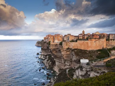 Bonifacio, old town at sea cliff, Corsica - France
