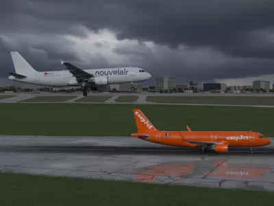 Simulacija situacije nad pristajalno stezo. Letali je dobesedno ločilo manj kot 300 centimetrov. / Foto: Gemini