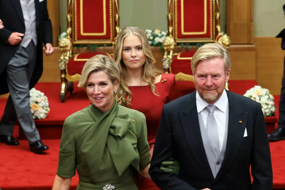 Netherlands' King Willem-Alexander, Queen Maxima and daughter Princess Catharina-Amalia attend Luxembourg's Grand Duke Guillaume's swearing-in ceremony at the Chamber of Deputies in Luxembourg, October 3, 2025. REUTERS/Yves Herman
