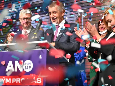 04 October 2025, Czech Republic, Prague: Leader of the political party ANO Andrej Babis speaks at his party headquarters after the announcement of the General elections results. The right-wing billionaire populist Andrej Babis wins parliamentary elections in the Czech Republic, as his ANO (Yes) party receives 36% of the vote with 90% of the vote counted, official data. Photo: Jakub Kotian/TASR/dpa