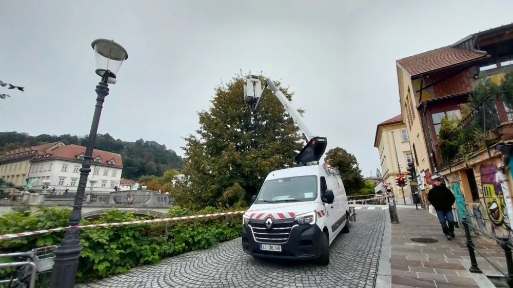 Tudi letos so začeli z okraševanjem na Petkovškovem nabrežju. Foto: Vesna Levičnik