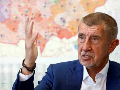 FILE PHOTO: Former Czech Prime Minister and leader of the ANO party, Andrej Babis, speaks during an interview with Reuters in Prague, Czech Republic, July 14, 2025. REUTERS/David W Cerny/File Photo