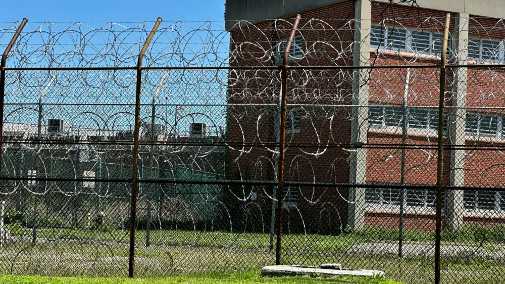 FILE - The Rikers Island jail complex in the Bronx borough of New York, May 7, 2024. (AP Photo/Ted Shaffrey, File)