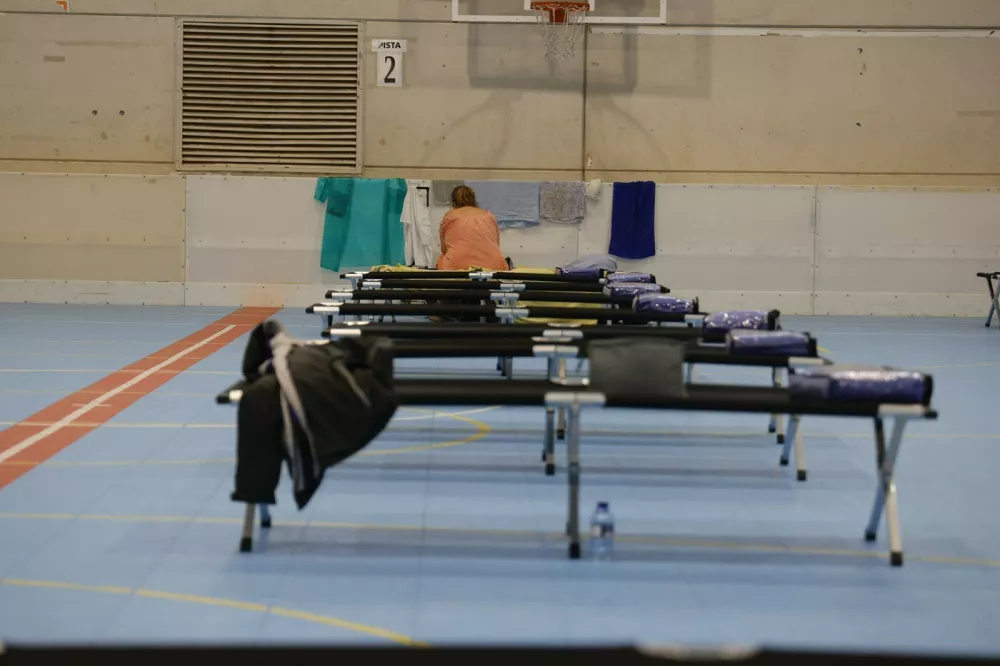 October 10, 2025, Cartagena (Region Of Murcia, Spain: Stretchers in the sports pavilion of the Cabezo Beaza industrial estate for people who have been evicted from their homes due to heavy rains, on October 10, 2025, in Cartagena, Region of Murcia (Spain). The City Council of Cartagena has ordered the eviction of people in Villas Caravaning, Bahía Bella and La Algameca, due to the accumulation of water from rains and runoff in these areas of the municipality. Also, the eviction of Navantia workers is taking place, as the factory is located next to the Benipila wadi. In the pavilion there are fifty beds and staff of Civil Protection and Social Services to ensure the care of all persons requiring assistance...OCTOBER 10;2025..Martín C. / Europa Press..10/10/2025,Image: 1044553521, License: Rights-managed, Restrictions: * Spain Rights OUT *, Model Release: no