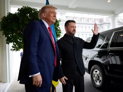 U.S. President Donald Trump and Ukrainian President Volodymyr Zelenskiy meet at the White House, amid negotiations to end the Russian war in Ukraine, in Washington, D.C., U.S., August 18, 2025. Ukrainian Presidential Press Service/Handout via REUTERS ATTENTION EDITORS - THIS IMAGE HAS BEEN SUPPLIED BY A THIRD PARTY.