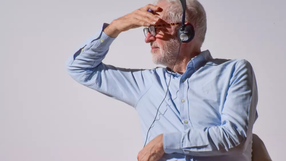 Jeremy Corbyn, former leader of the UK Labour Party, attends the talk ?Contrattacco, quale sinistra davanti all?onda nera? at Teatro Palladium, as part of ?La Manifestival? festival organized by the newspaper ?il manifesto? in Rome, Italy, on October 12, 2025.