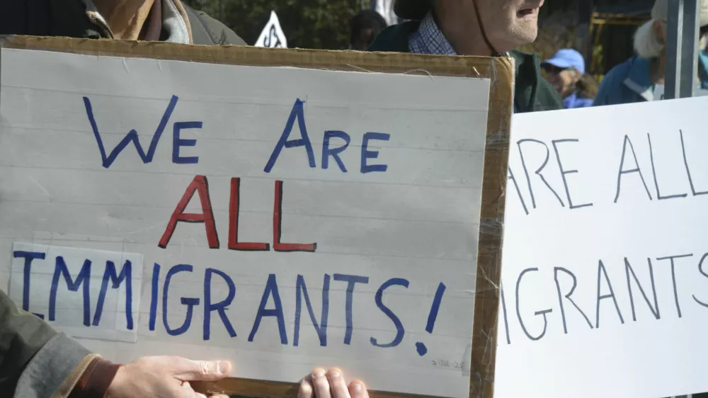 15 October 2025, US, Burlington: Demonstrators from the area attended their 26th week of Bearing Witness @ ICE at the ICE facility in solidarity to show support for immigrants and their rights, and to express shame at ICE. Photo: Kenneth Martin/ZUMA Press Wire/dpa