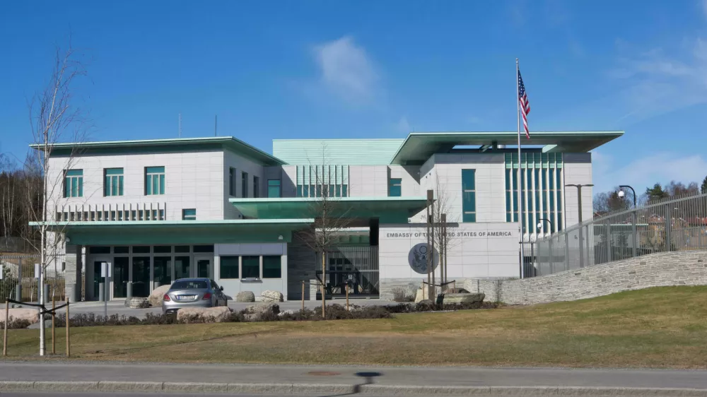 Ameriško veleposlaništvo, Oslo, Norveška. Foto: Reuters/Alamy