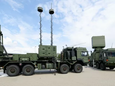 25 July 2025, Bavaria, Röthenbach An Der Pegnitz: The IRIS-T SLM system can be seen during the visit of Federal Minister of Economics Reiche to the Diehl Defence site. Photo: Daniel Löb/dpa,Image: 1025656466, License: Rights-managed, Restrictions: GERMANY OUT, Model Release: no