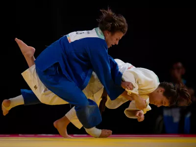 ﻿Metka Lobnik of Slovenia (blue) competes against Raffaela Igl of Germany during the Judo Women -78 kg Quarterfinal at the Asia Pavilion, Youth Olympic Park during the Youth Olympic Games, Buenos Aires, Argentina, October 9, 2018. Joe Toth for OIS/IOC/Handout via REUTERS ATTENTION EDITORS - THIS IMAGE HAS BEEN SUPPLIED BY A THIRD PARTY.