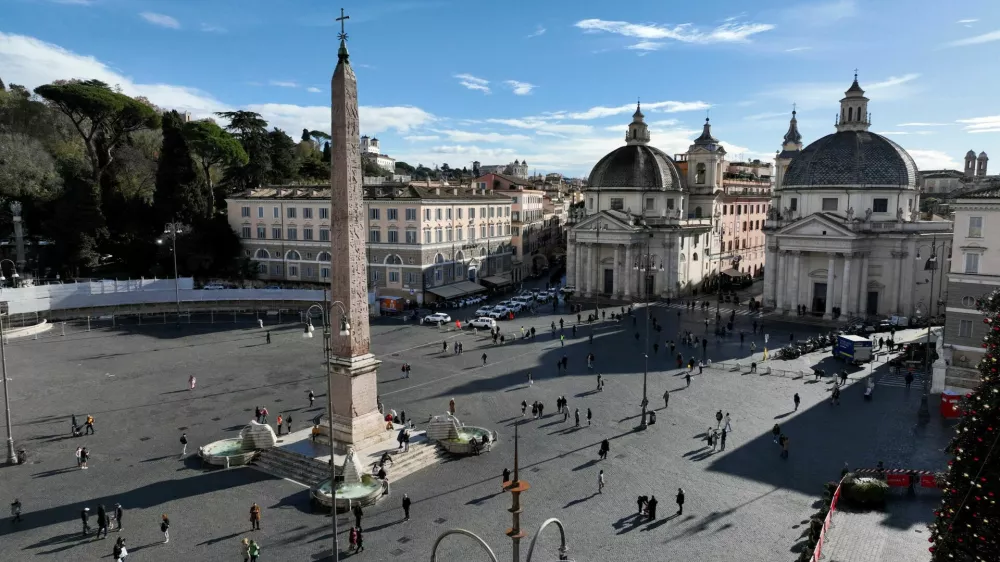 FILE PHOTO: A drone view shows Piazza del Popolo, in Rome, Italy, December 10, 2024. REUTERS/Cristiano Corvino/File Photo