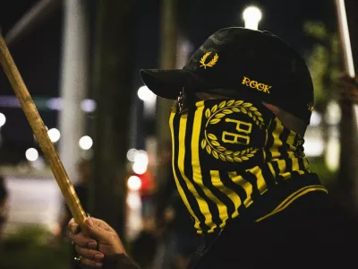 September 14, 2025, Port Richey, Florida, USA: In the wake of the death of CHARLIE KIRK the SUNCOAST PROUD BOYS chapter hold a candle vigil to memorialize his life.,Image: 1037411676, License: Rights-managed, Restrictions:, Model Release: no