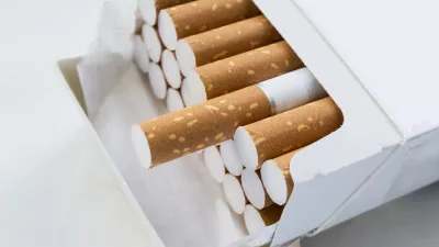 ﻿Opened pack full of cigarettes closeup