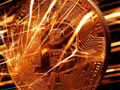 FILE PHOTO: Sparks strike representation of cryptocurrency Bitcoin in this illustration created on November 24, 2024. REUTERS/Dado Ruvic/Illustration/File Photo
