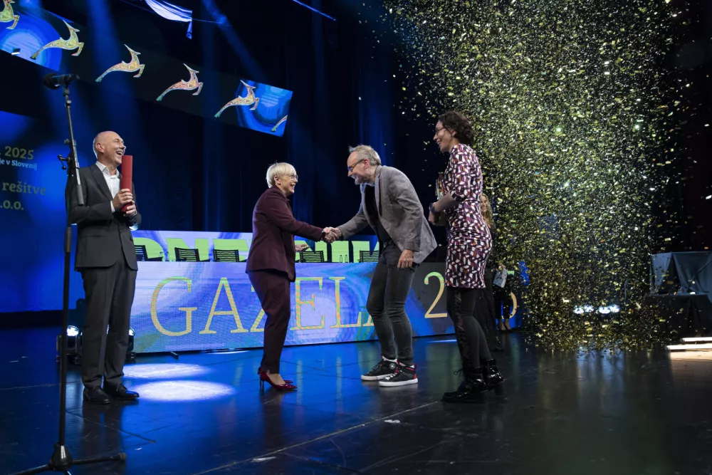 Bojan Petan, Nataša Pirc Musar, Jurij Leskovec, ANA GLIGORIJEVIĆ 23.10.2025 - Gazela 2025 - sklepna prireditev Slovenska gazela 2025 v organizaciji časnika Dnevnik, slavnostna razglasitev zlate Gazele za leto 2025. Cankarjev dom