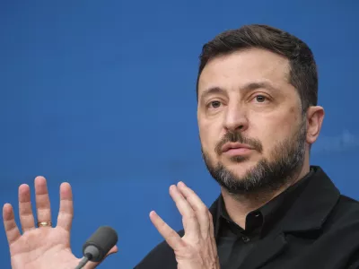 Belgija, Bruselj.Izjava za medije predsednika Ukrajine Volodimirja Zelenskega ob koncu vrha EU.