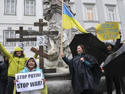 ﻿- 25.02.2022 - protest proti vojni v Ukrajini – drugi dan vojaške agresije Rusije na Ukrajino  /FOTO: Jaka Gasar / Foto: Jaka Gasar