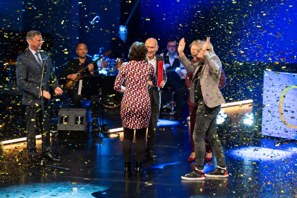 DNEVNIK MEDIJI - Miran Lesjak, DNEVNIK MEDIJI - Bojan Petan, DOCENTRIC - Ana Gligorijević in Jurij Leskovec (Foto: Adrian Pregelj)