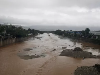 Water flows, as Hurricane Melissa approaches, in Kingston, Jamaica, October 28, 2025. REUTERS/Octavio Jones
