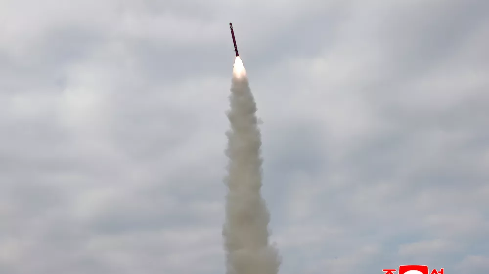 This photo provided by North Korean government shows what it says a test of a sea-to-surface cruise missile at an undisclosed place in North Korea, Tuesday, Oct. 28, 2025. Independent journalists were not given access to cover the event depicted in this image distributed by the North Korean government. The content of this image is as provided and cannot be independently verified. Korean language watermark on image as provided by source reads: "KCNA" which is the abbreviation for Korean Central News Agency. (Korean Central News Agency/Korea News Service via AP)