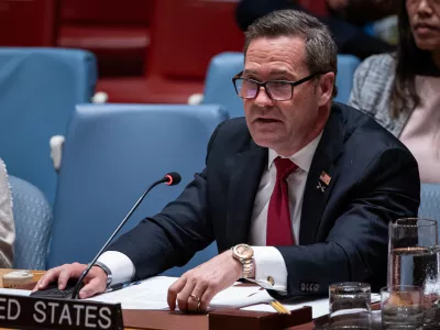 U.S. Ambassador to the U.N. Mike Waltz addresses the High-Level Security Council on Palestinians and Israel during the 80th session of the United Nations General Assembly, Sept. 23, 2025. (AP Photo/Angelina Katsanis, File)