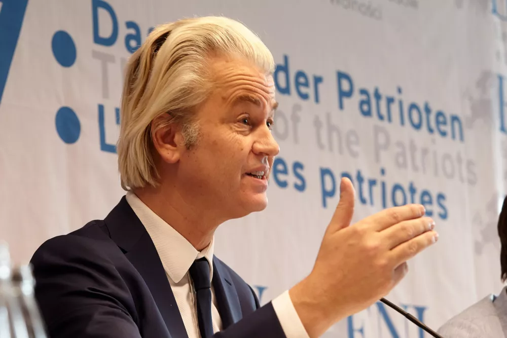 FILED - 21 January 2017, Rhineland-Palatinate, Koblenz: Dutch right-wing populist Geert Wilders attends the congress of the right-wing populist ENF group at the European Parliament. Photo: Thomas Frey/dpa