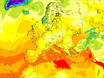Aktualna slika temperatur po Evropi. Kaže na precej toplo jesen. / Foto: Ecmwf/cc