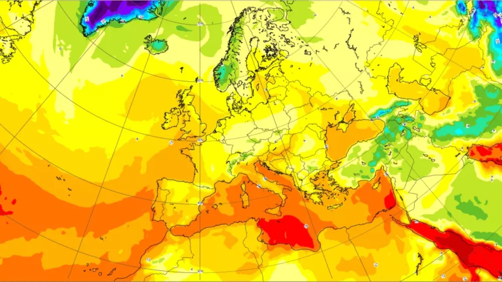Aktualna slika temperatur po Evropi. Kaže na precej toplo jesen. / Foto: Ecmwf/cc