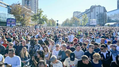 Protestni shod ob prvi obletnici nesreče na novosadski železniški postaji. Novi Sad, 1. nov 2025Foto: Nik Erik Neubauer