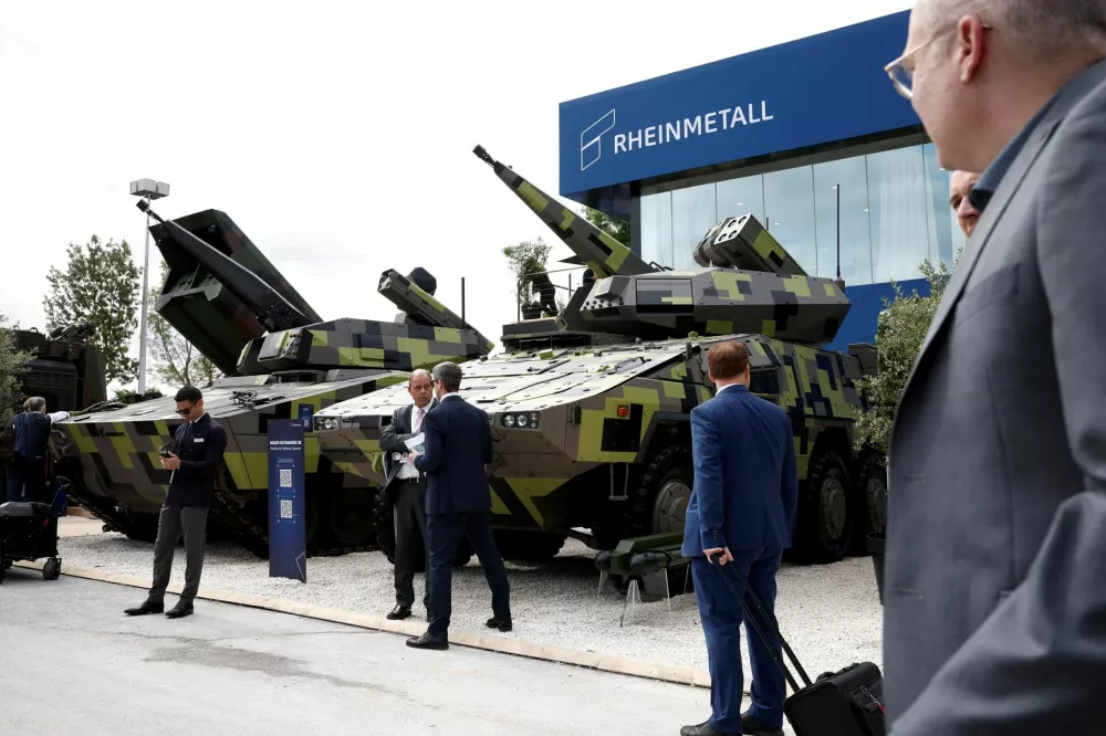 FILE PHOTO: A Skyranger 30 short range air defense turret system manufactured by Rheinmetall is displayed at the Eurosatory international land and air defence and security trade fair in Villepinte, France, June 17, 2024. REUTERS/Benoit Tessier/File Photo