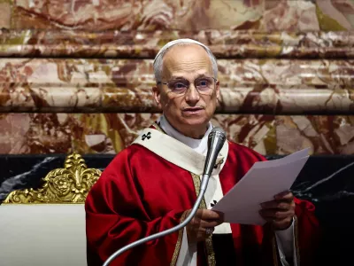 Pope Leo XIV presides over a Mass in suffrage for the late Pope Francis and for the cardinals and bishops deceased during the year, in St. Peter's Basilica, at the Vatican, November 3, 2025. REUTERS/Yara Nardi