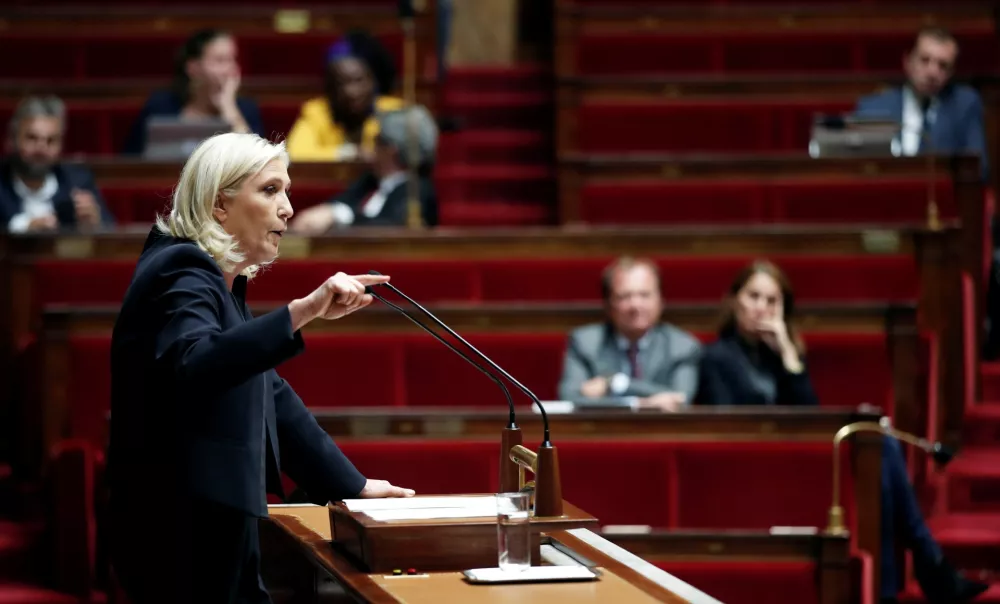 ﻿Marine Le Pen, member of parliament and leader of French far-right National Rally (Rassemblement National) party, delivers a speech during a debate on migration at the National Assembly in Paris, France, October 7, 2019. REUTERS/Benoit Tessier - RC1C3D8512E0