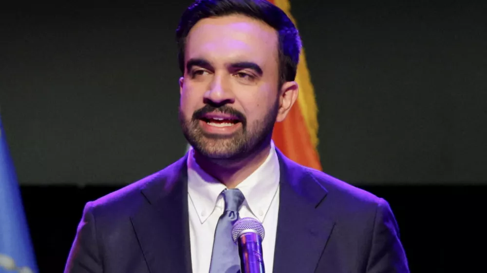 Democratic candidate for New York City mayor Zohran Mamdani speaks after winning the 2025 New York City Mayoral race, at an election night rally in the Brooklyn borough of New York City, New York, U.S., November 4, 2025. REUTERS/Jeenah Moon