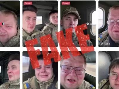 Ponarejeni posnetki lažnih izpovedi lažnih mibiliziranih ukrajinskih vojakov.