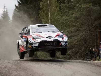 ﻿Ott Tanak competes during Ruuhimaki shakedown in Neste Rally in Jyvaskyla, Finland, August 4, 2019. Lehtikuva / Roni Rekomaa via REUTERS ATTENTION EDITORS - THIS IMAGE WAS PROVIDED BY A THIRD PARTY. NOT FOR USE BY REUTERS THIRD PARTY DISTRIBUTORS. NO THIRD PARTY SALES. FINLAND OUT