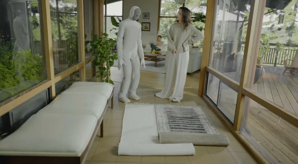 Picture MUST credit: 1X A home help robot designed to be an extra pair of hands around for basic chores is now available to buy — for $20,000 USD / €17.195 euros, The company behind the humanoid machine says deliveries of the Neo will start in 2026. It has an artificial intelligence system that lets it learn on the job. The NEO can open the door to delivery drivers and take in packages, fetch car keys, vacuum, and unpack the shopping. It has been under development by Norway-based 1X which also has a facility in Palo Alto, California where the robot will be produced. The company, founded by Norwegian roboticist Bernt Øivind Børnich, who is CEO, has announced it can be ordered at the firm's website as of today. The NEO is built for full autonomy straight out of the box, it is said. All it requires are verbal orders, learning as it goes. Interaction is driven by a built-in large language model, capable of understanding, reasoning, and conversing. With continued use, 1X says NEO learns and unlocks new capabilities. It uses the company's own Redwood artificial intelligence system. The robot is 167.7 cm tall, weighs 30 kg, can lift items up to 70 kg and carry 25 kg. The body is made of a 3D lattice polymer making it soft to the touch. It has a washable nylon covering which comes in a choice of three colours, plus matching shoes which can be customised. It is claimed to have human hand dexterity. Picture supplied by JLPPA,Image: 1049210900, License: Rights-managed, Restrictions:, Model Release: no