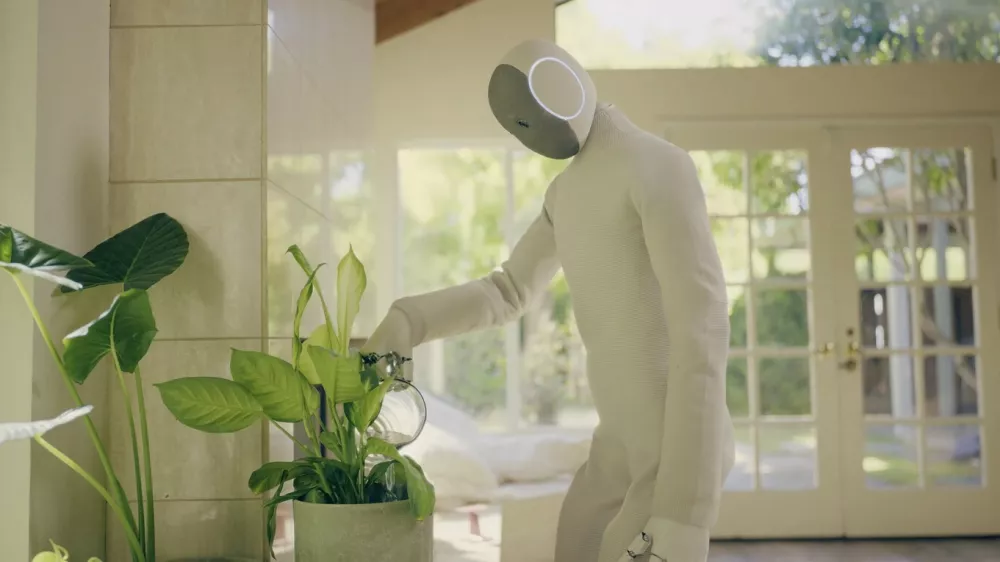 Picture MUST credit: 1X A home help robot designed to be an extra pair of hands around for basic chores is now available to buy — for $20,000 USD / €17.195 euros, The company behind the humanoid machine says deliveries of the Neo will start in 2026. It has an artificial intelligence system that lets it learn on the job. The NEO can open the door to delivery drivers and take in packages, fetch car keys, vacuum, and unpack the shopping. It has been under development by Norway-based 1X which also has a facility in Palo Alto, California where the robot will be produced. The company, founded by Norwegian roboticist Bernt Øivind Børnich, who is CEO, has announced it can be ordered at the firm's website as of today. The NEO is built for full autonomy straight out of the box, it is said. All it requires are verbal orders, learning as it goes. Interaction is driven by a built-in large language model, capable of understanding, reasoning, and conversing. With continued use, 1X says NEO learns and unlocks new capabilities. It uses the company's own Redwood artificial intelligence system. The robot is 167.7 cm tall, weighs 30 kg, can lift items up to 70 kg and carry 25 kg. The body is made of a 3D lattice polymer making it soft to the touch. It has a washable nylon covering which comes in a choice of three colours, plus matching shoes which can be customised. It is claimed to have human hand dexterity. Picture supplied by JLPPA,Image: 1049210938, License: Rights-managed, Restrictions:, Model Release: no