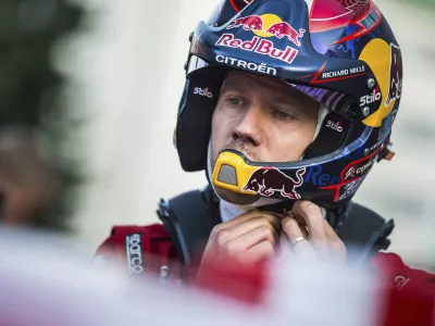 ﻿Ogier Sebastien before first stage of WRC Finland 2019. Photo/Petr Skrivanek (CTK via AP Images)