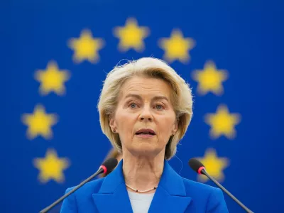 FILED - 08 October 2025, France, Strasbourg: EU Commission President Ursula von der Leyen delivers a speech during a session at the European Parliament in Strasbourg. Photo: Philippe Buissin/European Parliament/dpa - ATTENTION: editorial use only and only if the credit mentioned above is referenced in full