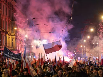 11 November 2025, Poland, Wroclaw: People take part in the Independence March to commemorates the anniversary of the restoration of Poland's sovereignty as the Second Polish Republic in 1918 from the German, Austro-Hungarian and Russian Empires. Photo: Krzysztof Kaniewski/ZUMA Press Wire/dpa