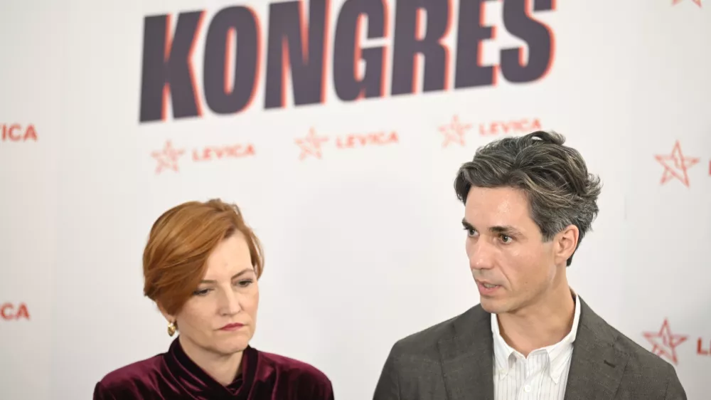 Luka MesecAsta Vrečko04.10.2025 - Redni kongres stranke Levica, na katerem bodo začeli postopke za imenovanje novega vodstva in potrjevali predvolilni sporazum o sodelovanju z zunajparlamentarno stranko VesnaFOTO: Nik Erik Neubauer