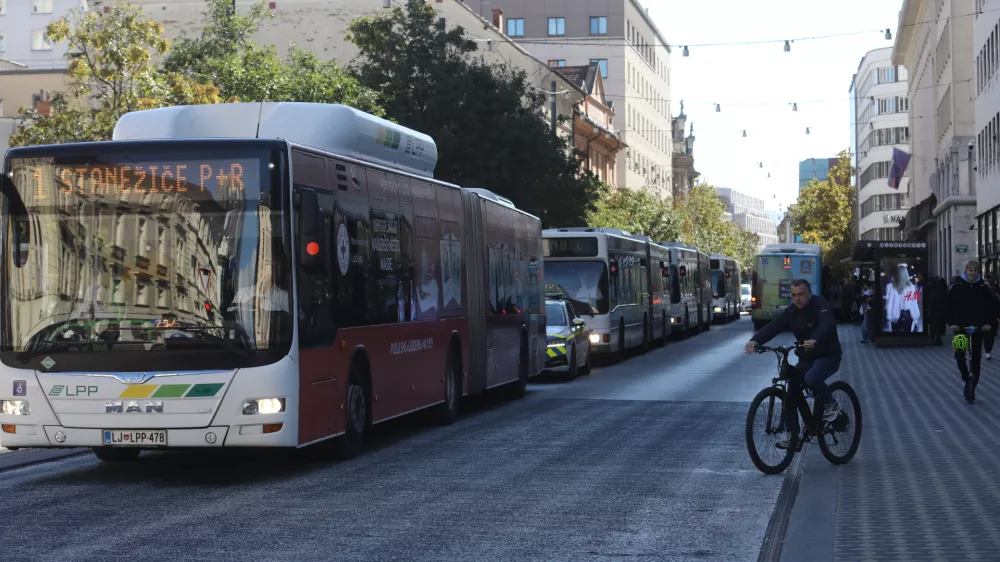7.10.2025 - Gneča, zastoj, Slovenska cesta, Avtobusi LPPFoto: Luka Cjuha