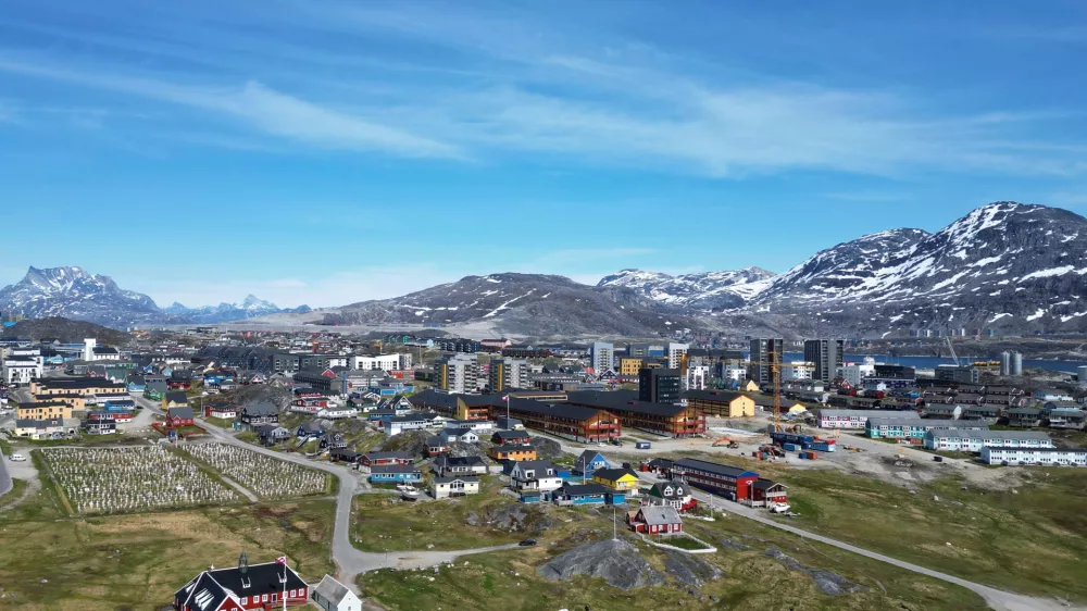 FILE - A view of houses in Nuuk, Greenland, Sunday, June 22, 2025. (AP Photo/Kwiyeon Ha, File)