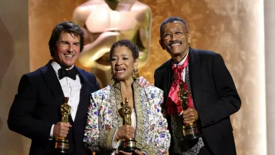 Tom Cruise, Wynn Thomas and Debbie Allen pose with their honorary Oscars during the Academy of Motion Picture Arts and Sciences 16th Governors Awards in Los Angeles, California, U.S., November 16, 2025. REUTERS/Mario Anzuoni